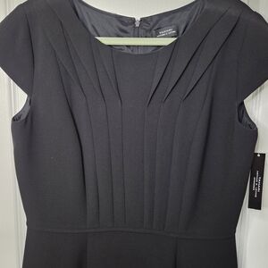 NWT Tahari Elegant Black Pleated Dress Size 12